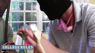 COLLEGE RULES College Girls Catch Frat Boys Mid Raid And Ride Them Hard In Group Sex Fun