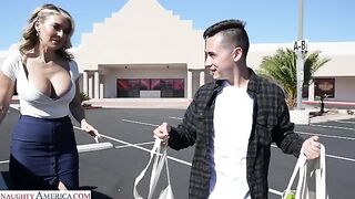 Sexy MILF Gigi Dior thanks her son's big dick friend in a special way for helping her out