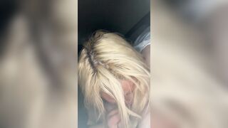Beautiful streetwalker keeps sucking after a dude cums in her mouth in the backseat of his truck