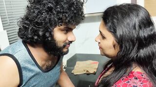 Wife and husband first time sex and it happens in kitchen and sofa sex while no one in home