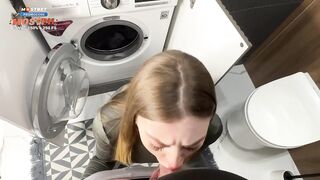 "Hey, Help Your Stepmom!" - Hot Milf Housewife In Tight Leggings with big ass Stuck In the Washer